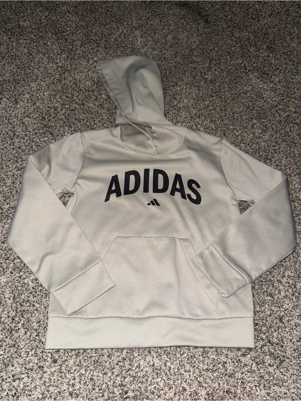 adidas Men's Light Gray Crewneck Logo Hoodie